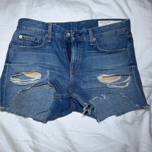 Rag & Bone Classic Blue Distressed Jean Shorts